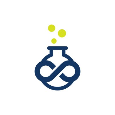 Laboratuvar şişesi simgesi Logo tasarım öğesi. Vektör çizim