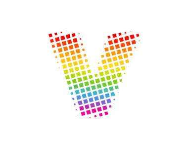 Yarı ton harf v renkli nokta simgesini Logo tasarım öğesi