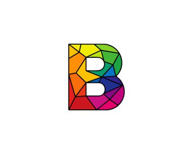 B renkli düşük poli Logo simge tasarım