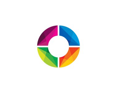 0 renkli harf Logo simge tasarım