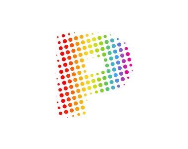 Yarı ton mektup p renkli nokta simgesini Logo tasarım öğesi