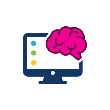 Beyin bilgisayar Logo simge tasarım