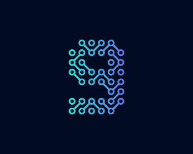 9 devre teknoloji numara Logo simge tasarım