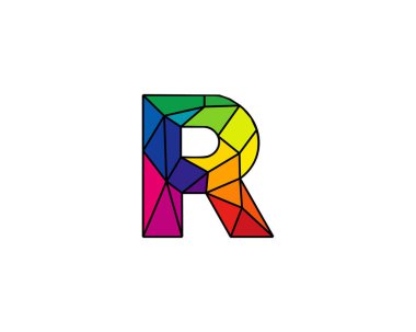 R renkli düşük poli Logo simge tasarım