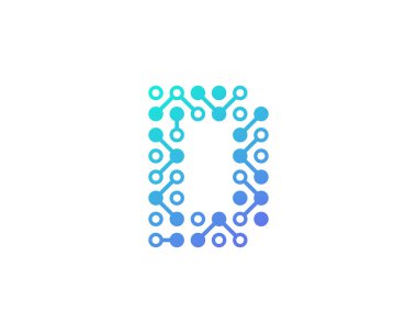 Devre dijital mektup d simgesi Logo tasarım öğesi 