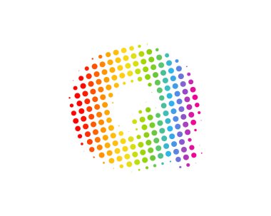 Yarı ton harf q renkli nokta simgesini Logo tasarım öğesi