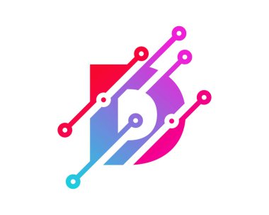 Dijital mektup d piksel simgesi Logo tasarım öğesi