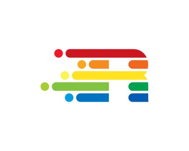 Renkli çizgi r harfi hareket piksel Logo tasarım şablonu