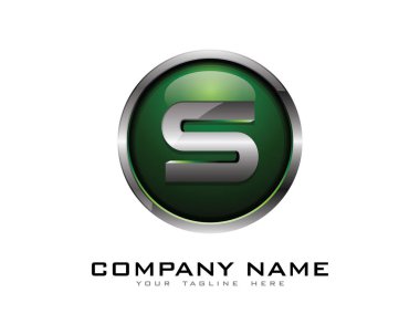 Mektup s 3d krom daire Logo tasarım şablonu