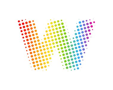 Yarı ton mektup w renkli nokta simgesini Logo tasarım öğesi