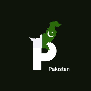 Harita ve bayrak ile Pakistan ilk harf ülke