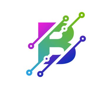 Dijital mektup b piksel simgesi Logo tasarım öğesi