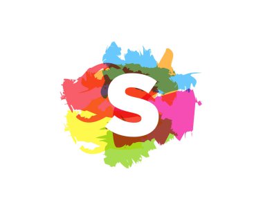 Mektup s renkli boya kontur simgesini Logo tasarım öğesi