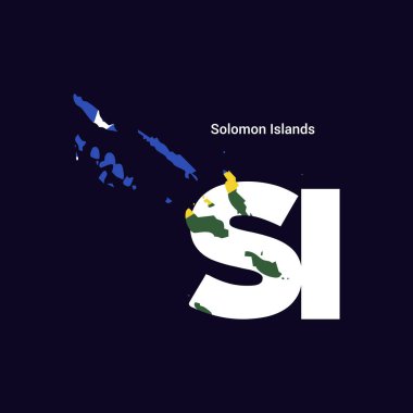 Harita ve bayrak ile ilk harf ülke Solomon Adaları