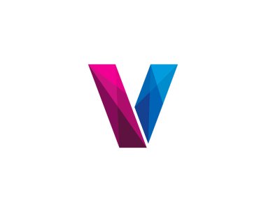 Renkli harf v simgesi Logo tasarım öğesi