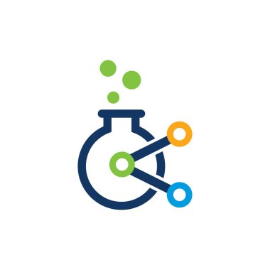 Laboratuvar şişesi simgesi Logo tasarım öğesi. Vektör çizim