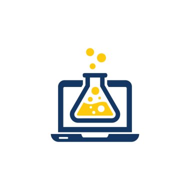 Laboratuvar şişesi simgesi Logo tasarım öğesi. Vektör çizim