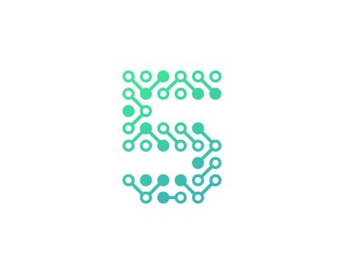 Sayısal sayı beş kutsal kişilerin resmi Logo tasarım öğesi devre 