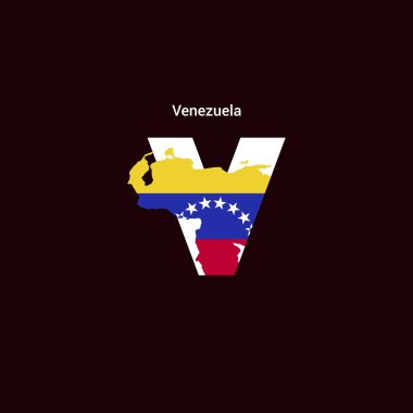 Venezuela ilk harf ülke harita ve bayrak ile