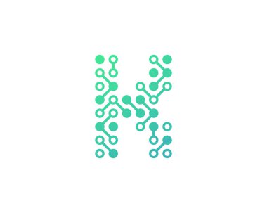 Devre dijital mektup k simgesi Logo tasarım öğesi 