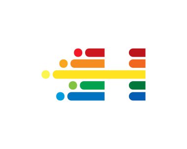 Renkli çizgi h harfi hareket piksel Logo tasarım şablonu