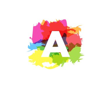 Mektup bir renkli boya kontur simgesini Logo tasarım öğesi