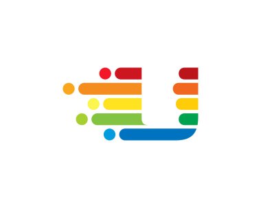 Renkli çizgi u harfi hareket piksel Logo tasarım şablonu