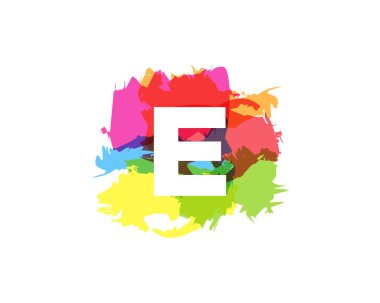 Mektup e renkli boya kontur simgesini Logo tasarım öğesi