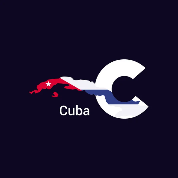 Cuba Carta Inicial País Com Mapa Bandeira — Vetor de Stock