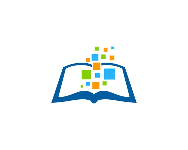 Design Icona Logo Libro Pixel — Vettoriale Stock