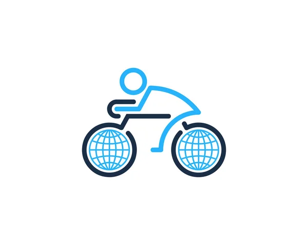 Logotipo Bicicleta Globo Icon Design — Vetor de Stock