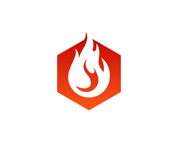 Zeshoek Fire Flame Embleemontwerp Pictogram — Stockvector