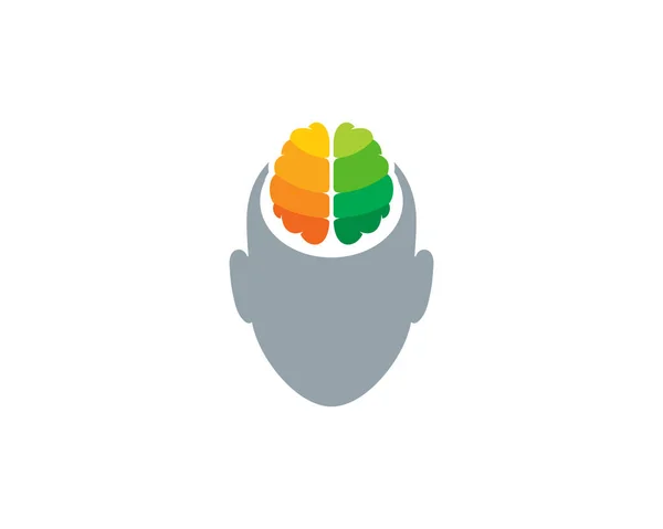 顔脳ロゴ アイコン デザイン — ストックベクタ