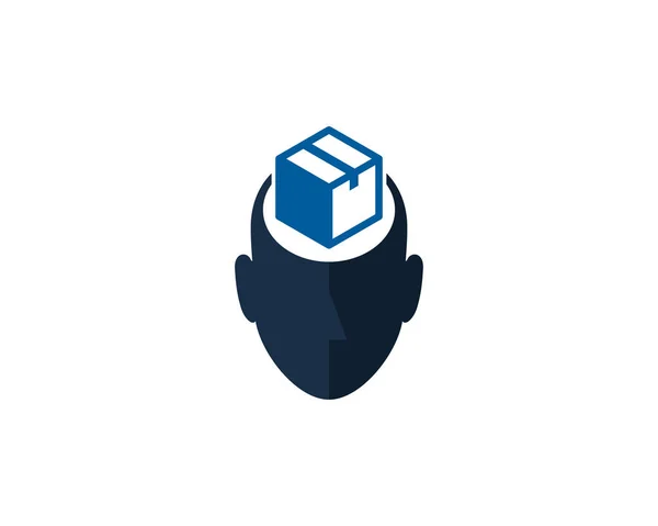 Box Menschlicher Kopf Logo Symbol Design — Stockvektor