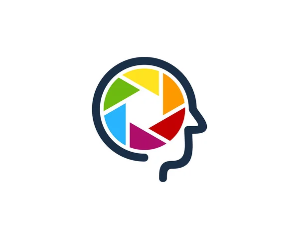 Lens Brain Logo Icon Design — Stock Vector