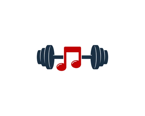 Muziek Barbell Embleemontwerp Pictogram — Stockvector