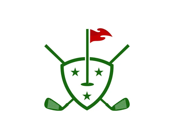 Escudo Golf Logo Icono Diseño — Vector de stock