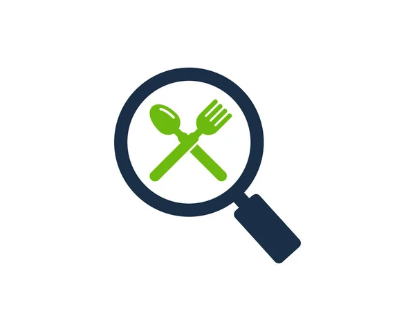 Zoek Eten Embleemontwerp Pictogram — Stockvector