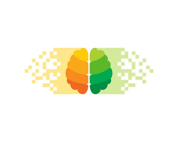 ピクセル脳ロゴ アイコン デザイン — ストックベクタ