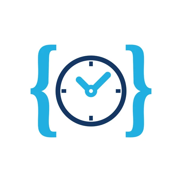 Code Horloge Logo Icône Design — Image vectorielle