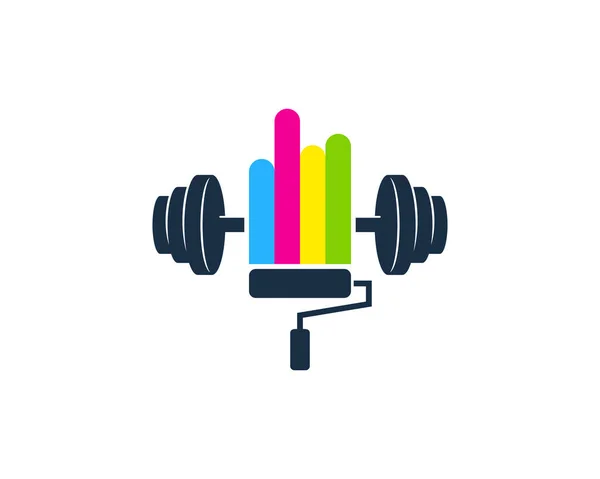 Paint Barbell Logo Diseño Iconos — Archivo Imágenes Vectoriales