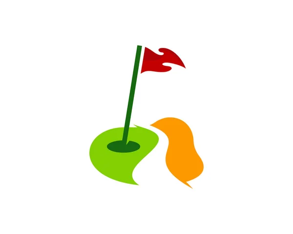 Bandera Golf Logo Icono Diseño — Vector de stock