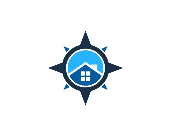 Desain Ikon Logo Kompas Rumah - Stok Vektor