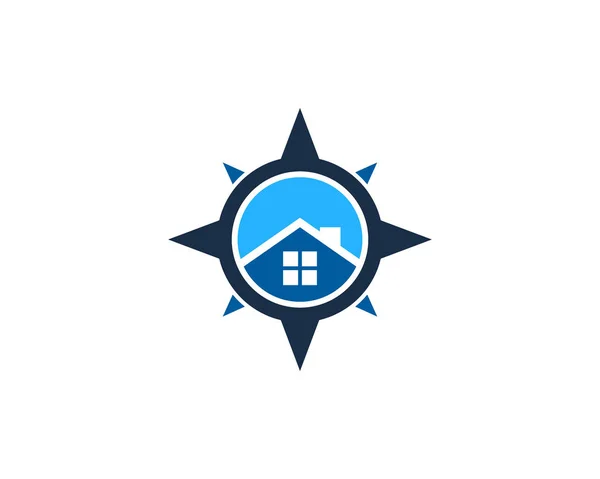 Huis Kompas Embleemontwerp Pictogram — Stockvector