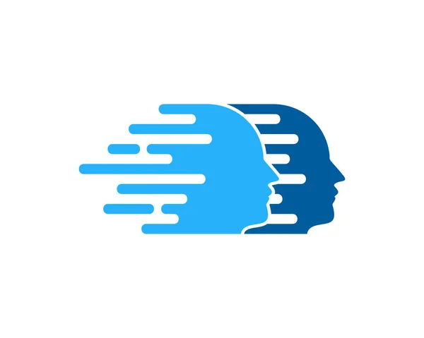 Snabbt Mänskligt Huvud Logo Ikon Design — Stock vektor