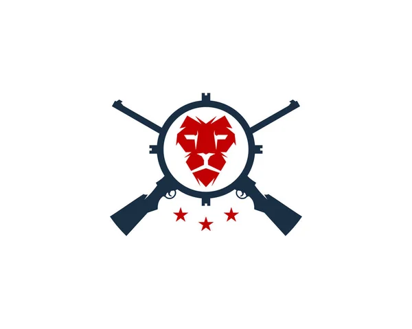 Löwenjagd Logo Ikone Design — Stockvektor