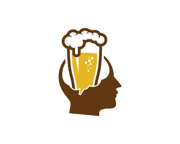 Diseño Del Icono Del Logotipo Cerveza Cabeza — Vector de stock