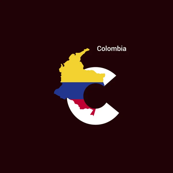 Colombia Carta Inicial País Con Mapa Bandera — Archivo Imágenes Vectoriales