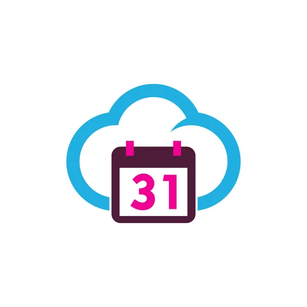 Kalender Cloud Embleemontwerp Pictogram — Stockvector