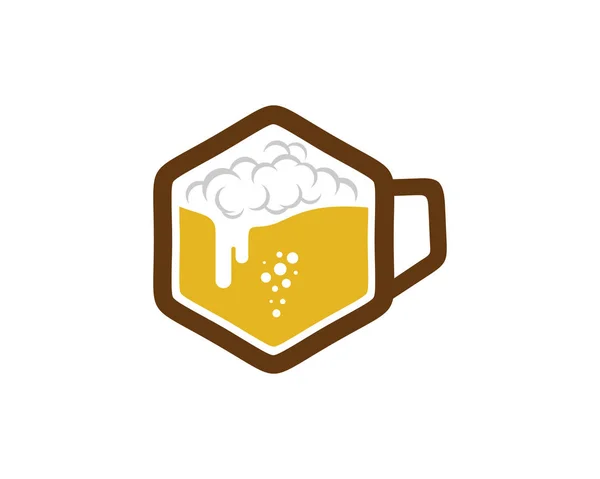 Hexagon Beer Logo Icon Design — Stock Vector